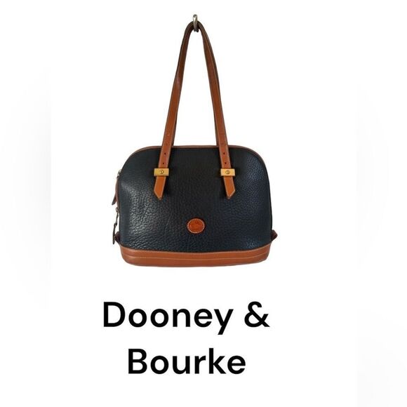 Dooney & Bourke Handbags - Dooney & Bourke Vintage Shoulder Bag All Weather Pebbeled Leather Dome Top Black